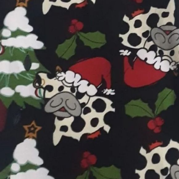 Lularoe OS Christmas cow Leggings - Picture 2 of 5